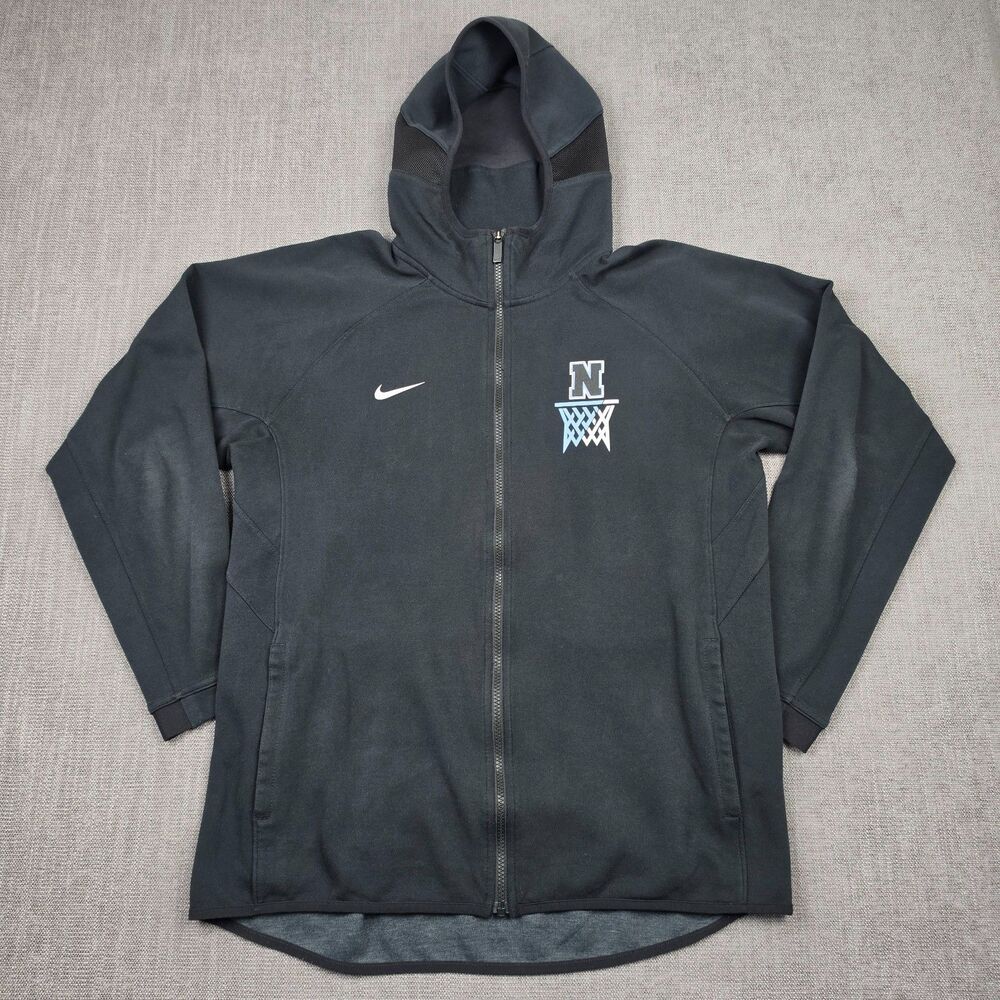 Nike Mens L Black Dri Fit Full Zip Basketball Warm Up Hoodie Sweatshirt Sporty